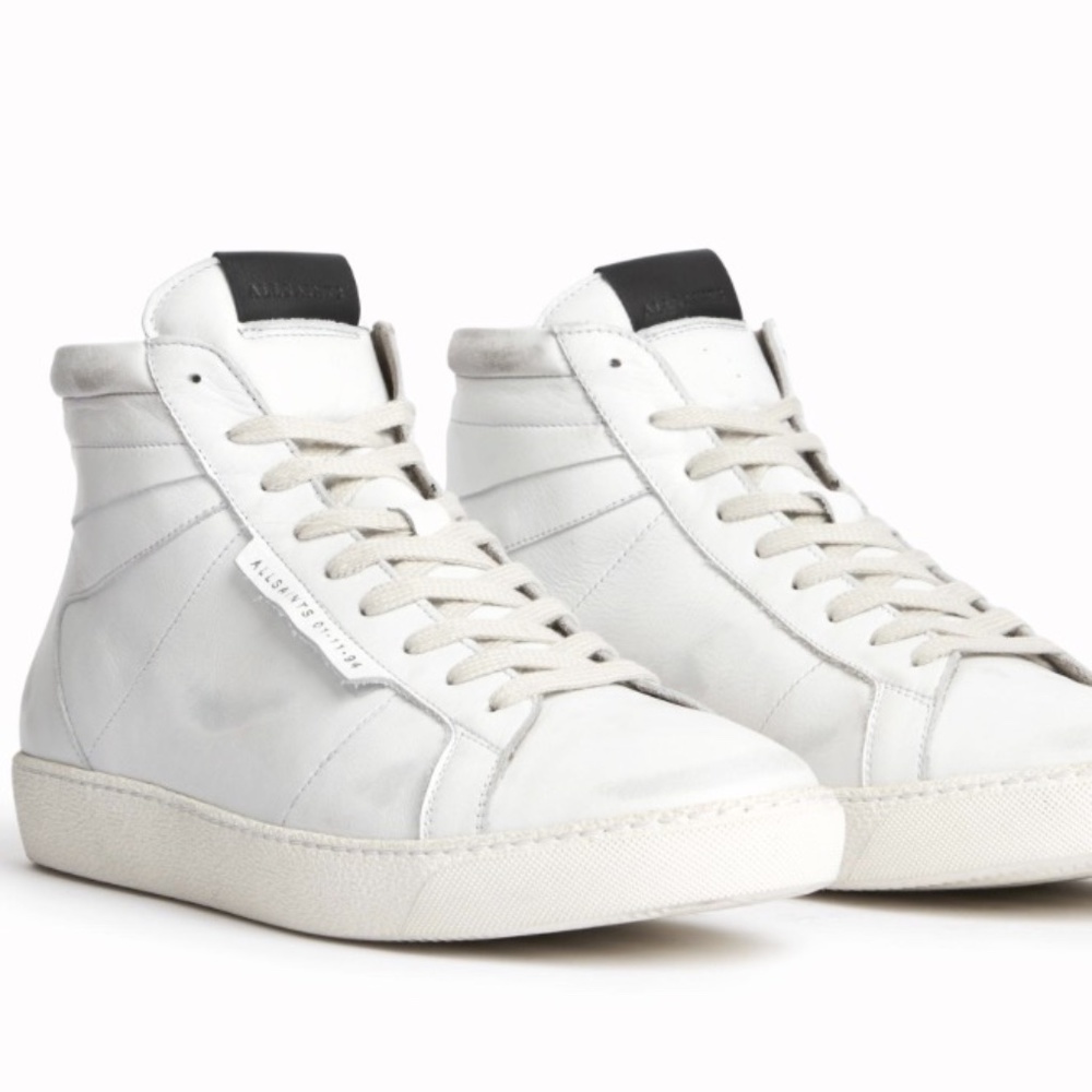 AllSaints Miles High Top Leather Sneakers chalk_white - size 11